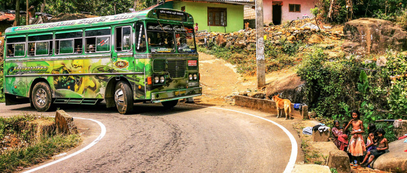 Sur toutes les routes, même les plus étroites, les bus se faufilent